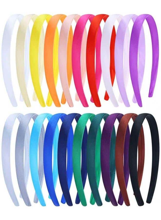 Cinaci 20 Pieces Candy Color Width 2cm/0.8" Plastic Headbands Satin Wrapped Blank Plain DIY Craft Project Headbands for Women Girls Teens Kids Hair Accessories - Image 1